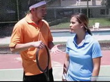 As the Tennis Game Was Slowing Down They Have A Little Fun On The Tennis Court